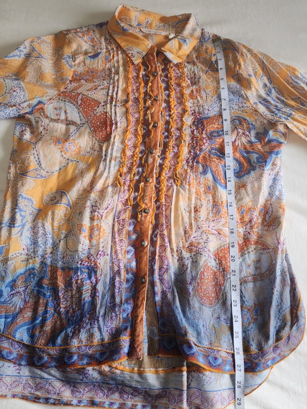Soft Surroundings Paisley Ruffle Velvet Trim Tunic XL - Picture 11 of 13